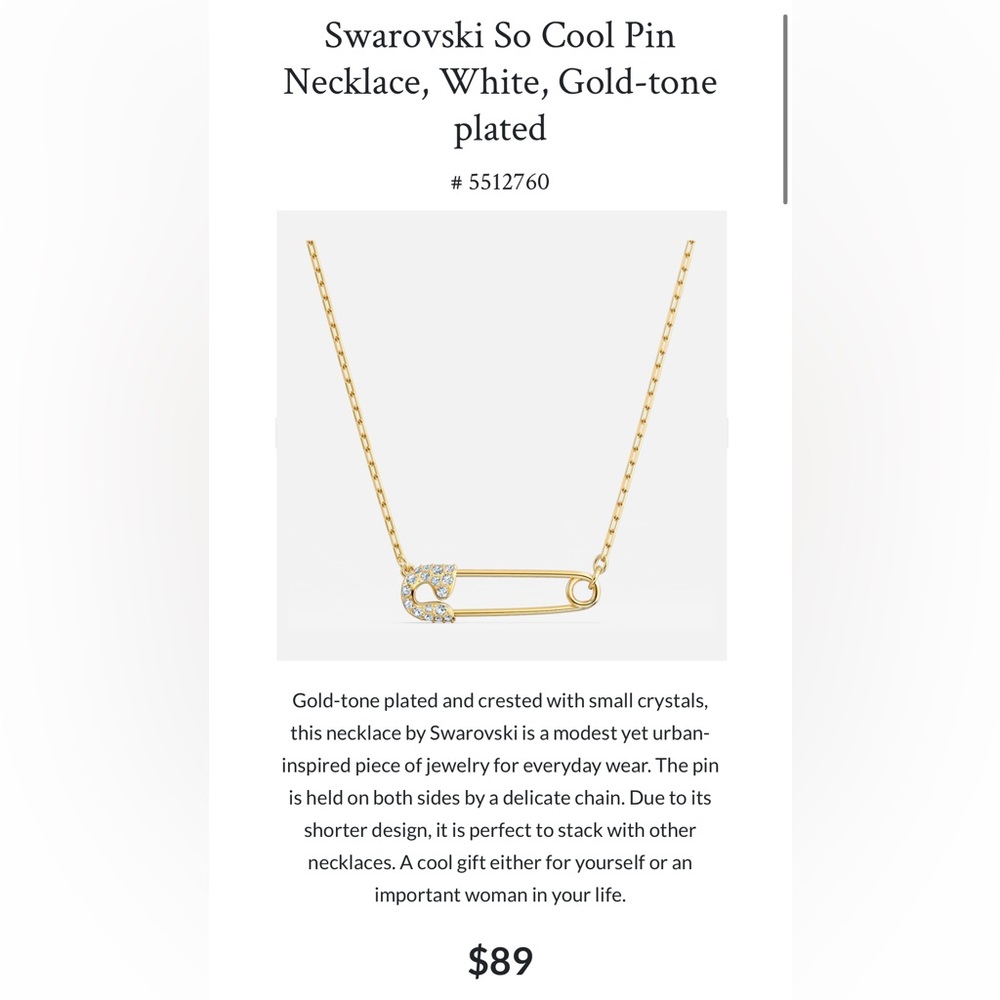 Swarovski Safety pin necklace